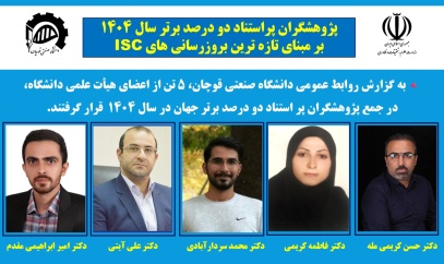 افتخارآفرینی اعضای هیئت علمی دانشگاه صنعتی قوچان در لیست پژوهشگران پر استناد دو درصد برتر سال ۱۴۰۴